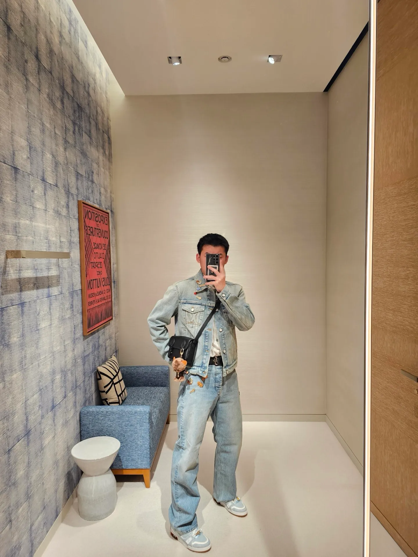 Louis Vuitton/Louis Vuitton hardware leather skateboard denim jacket